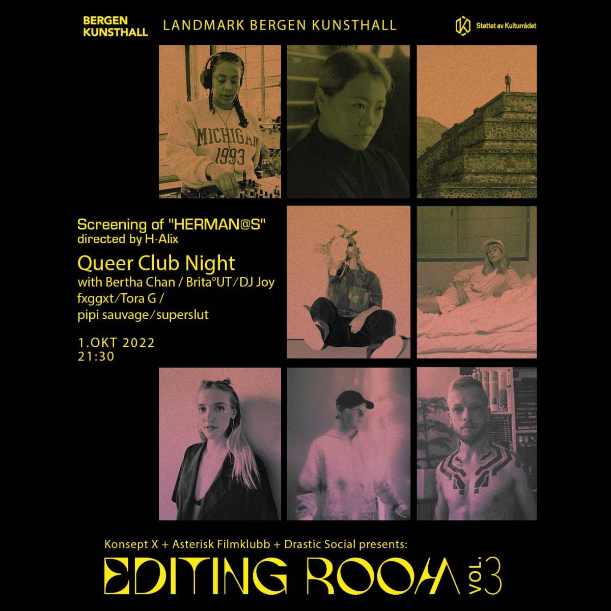 KONSEPT X + ASTERISK FILMKLUBB + DRASTIC SOCIAL presents: Editing Room vol.&nbsp;3